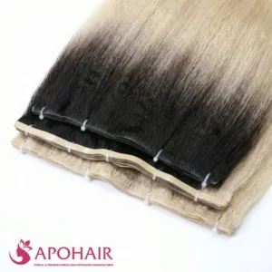 ombre color kinky straight long tape in with a closure look