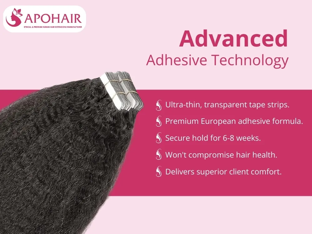Advanced adhesive technology hair extensions