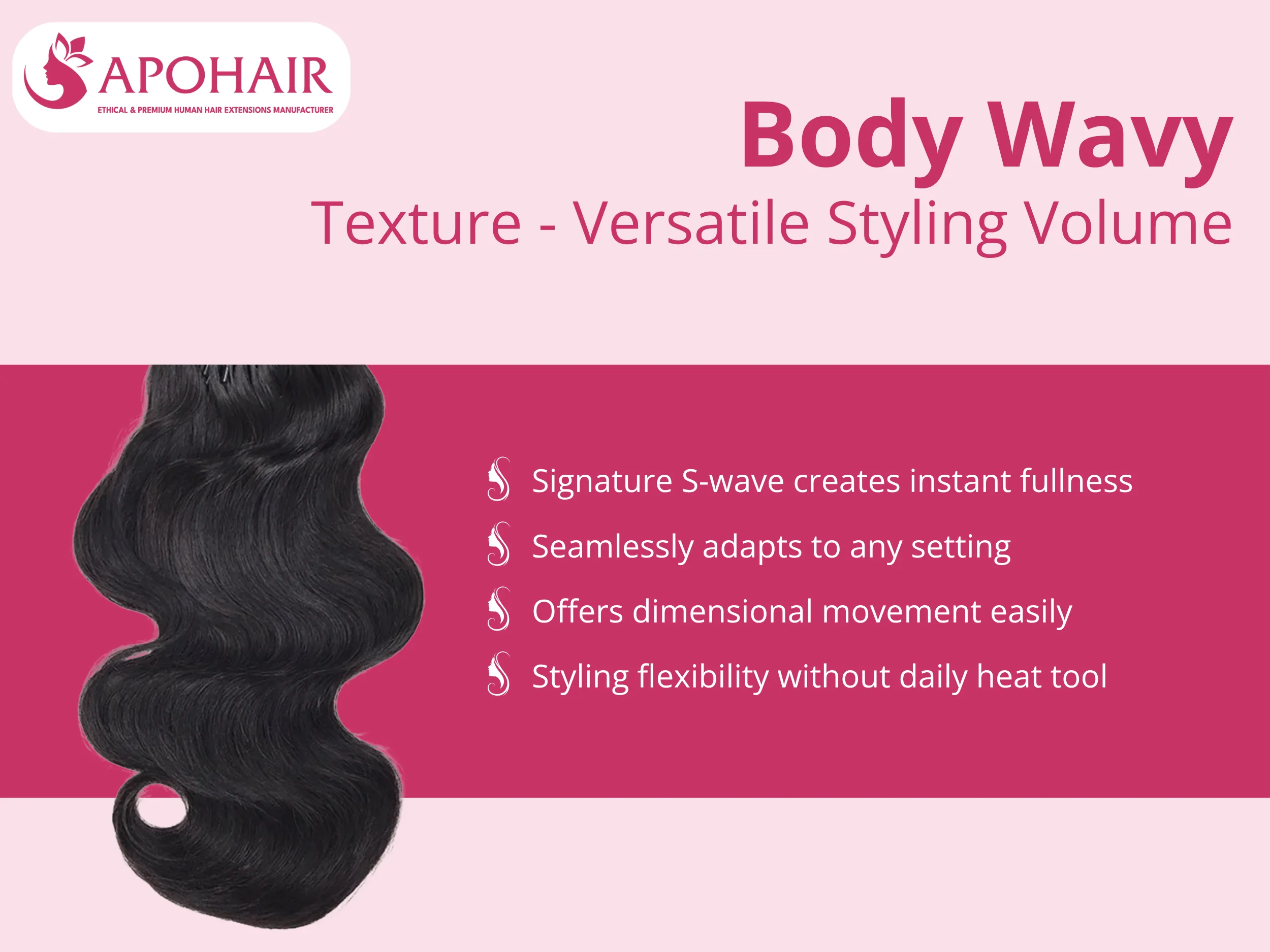 The signature S-shaped wave pattern creates instant fullness that appears effortlessly styled