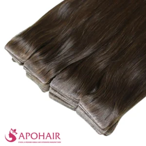 bone straight invisible tape in close up hair