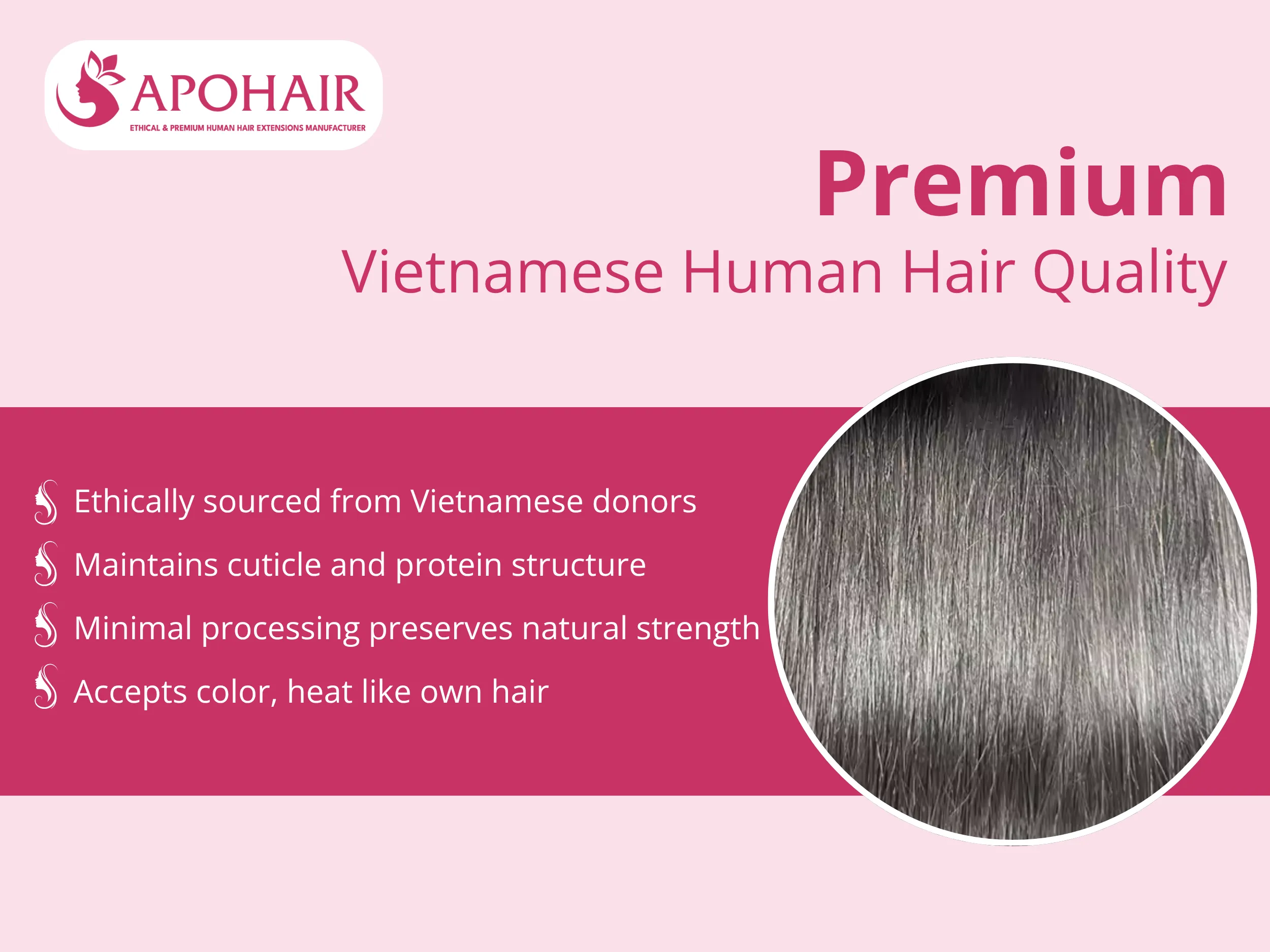 Sourced ethically from Vietnamese donors, this Remy hair maintains cuticle alignment and natural protein structure