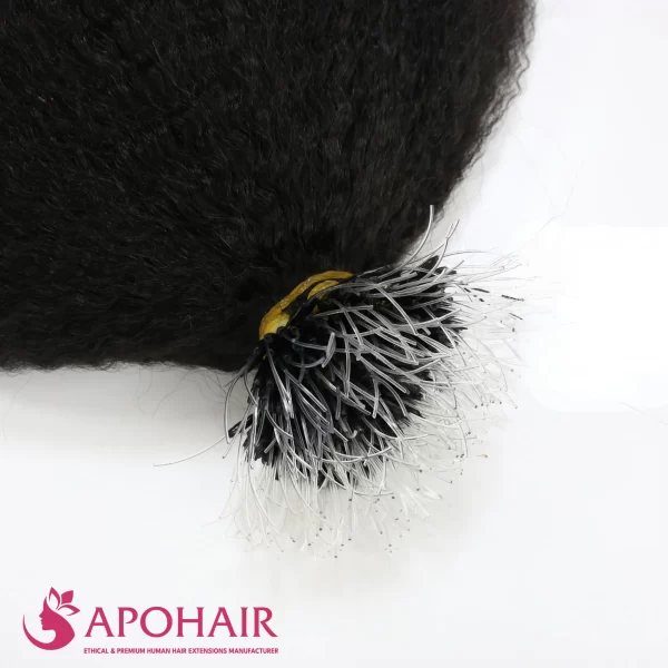 bone straight plastic nano ring close up hair