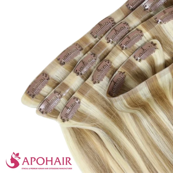 bone straight seamless clip in close up hair