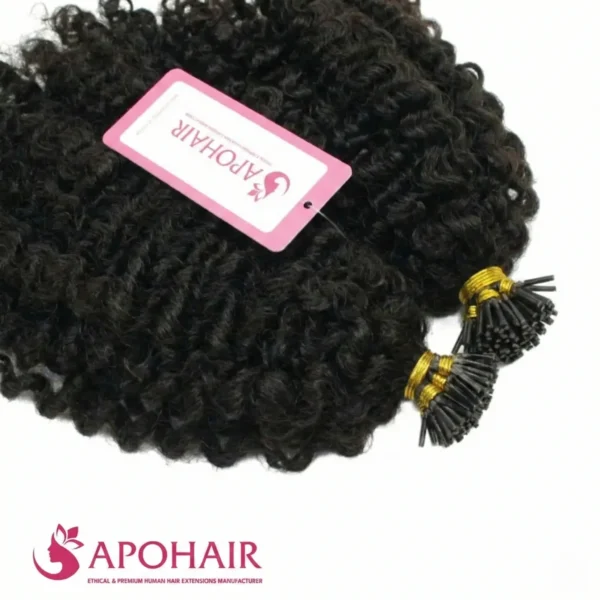2 packs burmese curly i tip hair extensions at apohair
