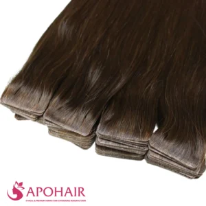 burmese curly invisible tape in close up hair