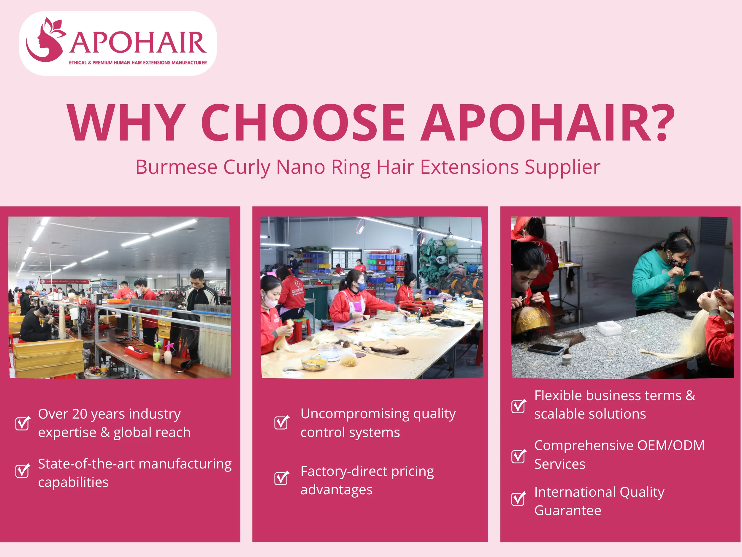 APOHAIR combines two decades of manufacturing expertise, offering seven compelling advantages