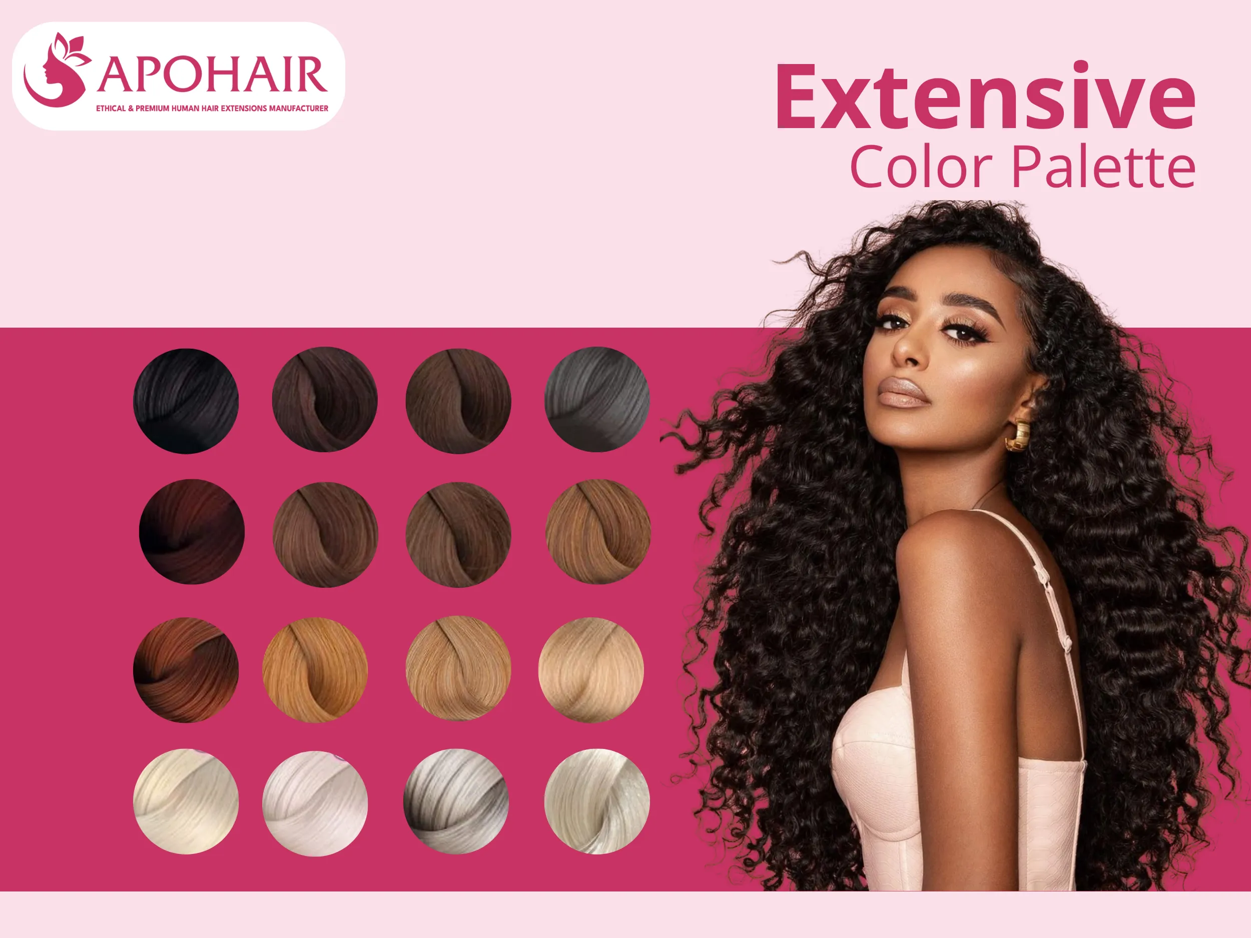 Available in natural blacks through platinum blondes, these virgin extensions accept custom coloring to level 8