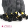 close up natural wavy v tip hair extensions