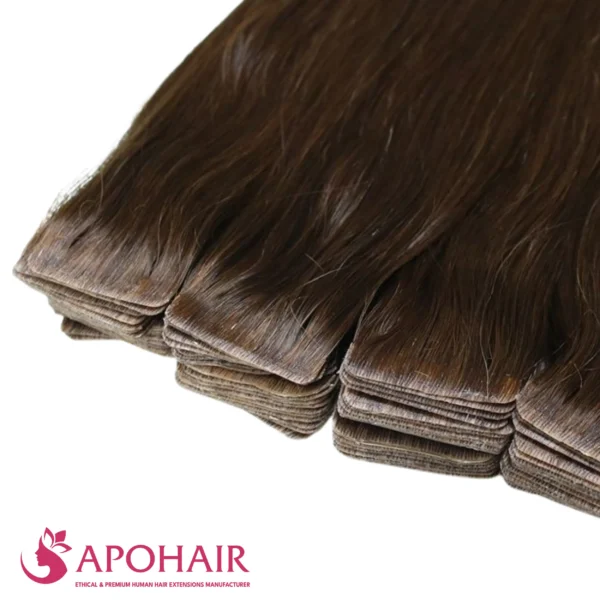 deep curly invisible tape in close up hair