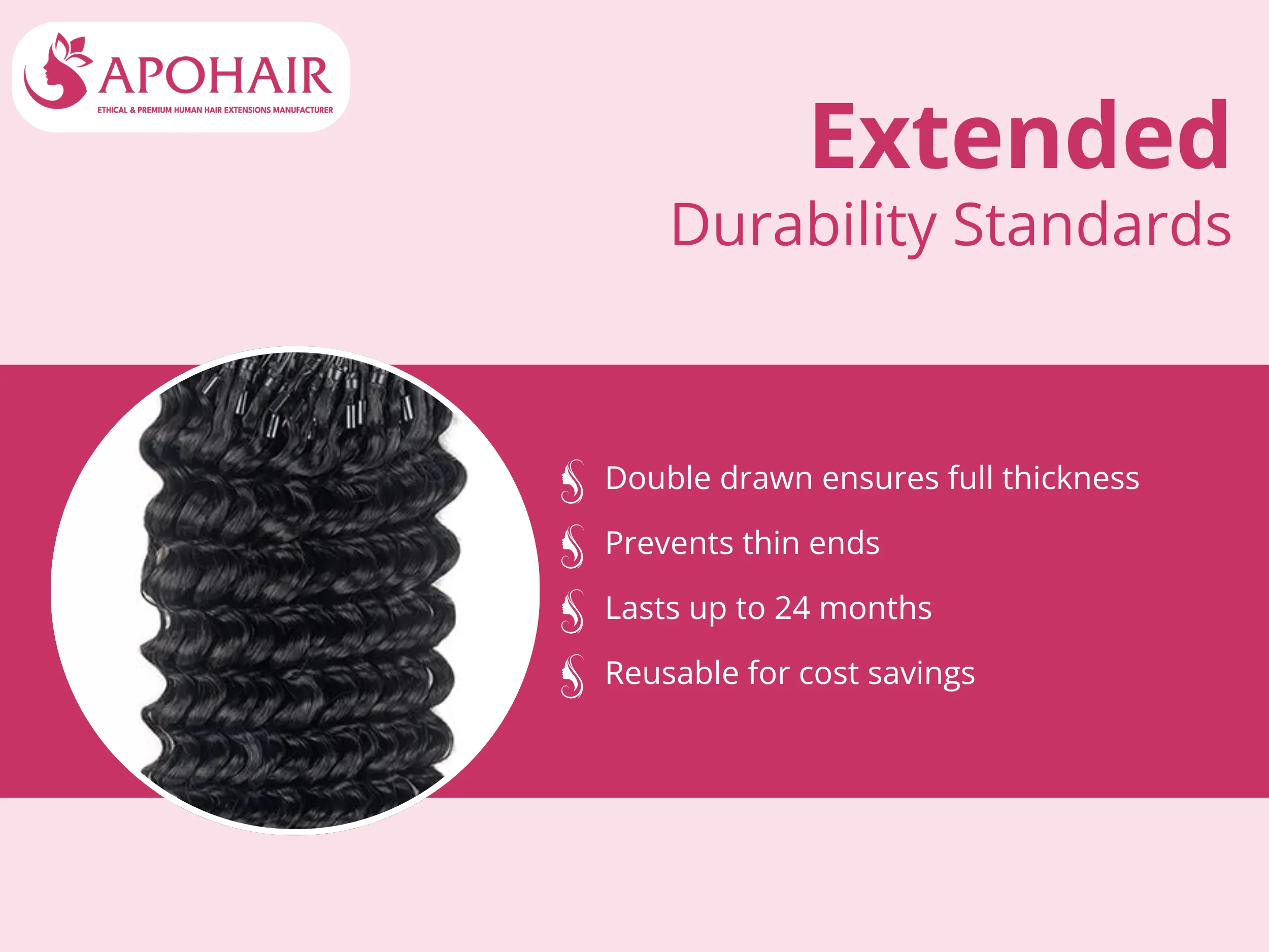 Double-drawn construction ensures full thickness from root to tip