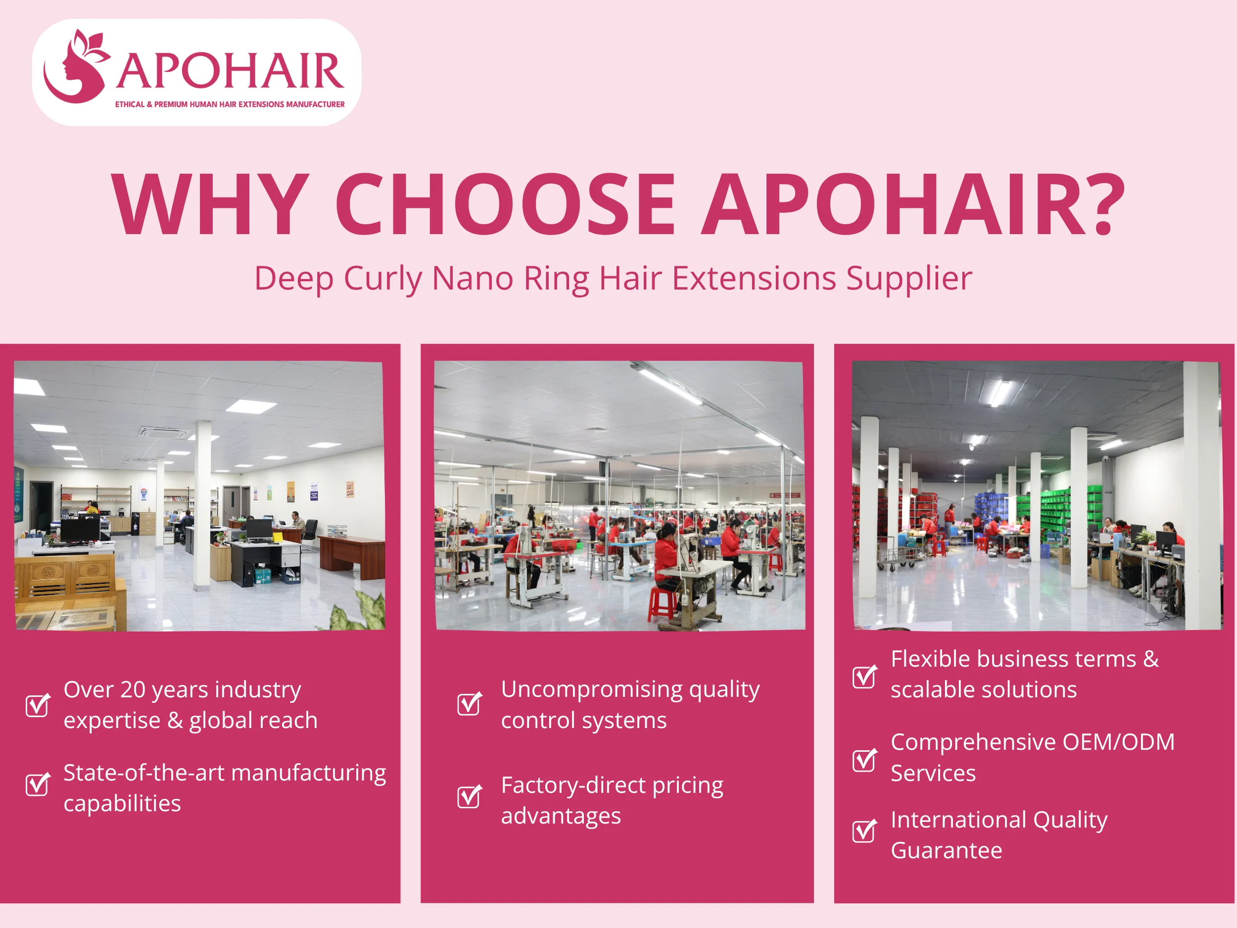 APOHAIR combines seven advantages that make us your partner for Deep Curly Nano Ring Hair Extensions