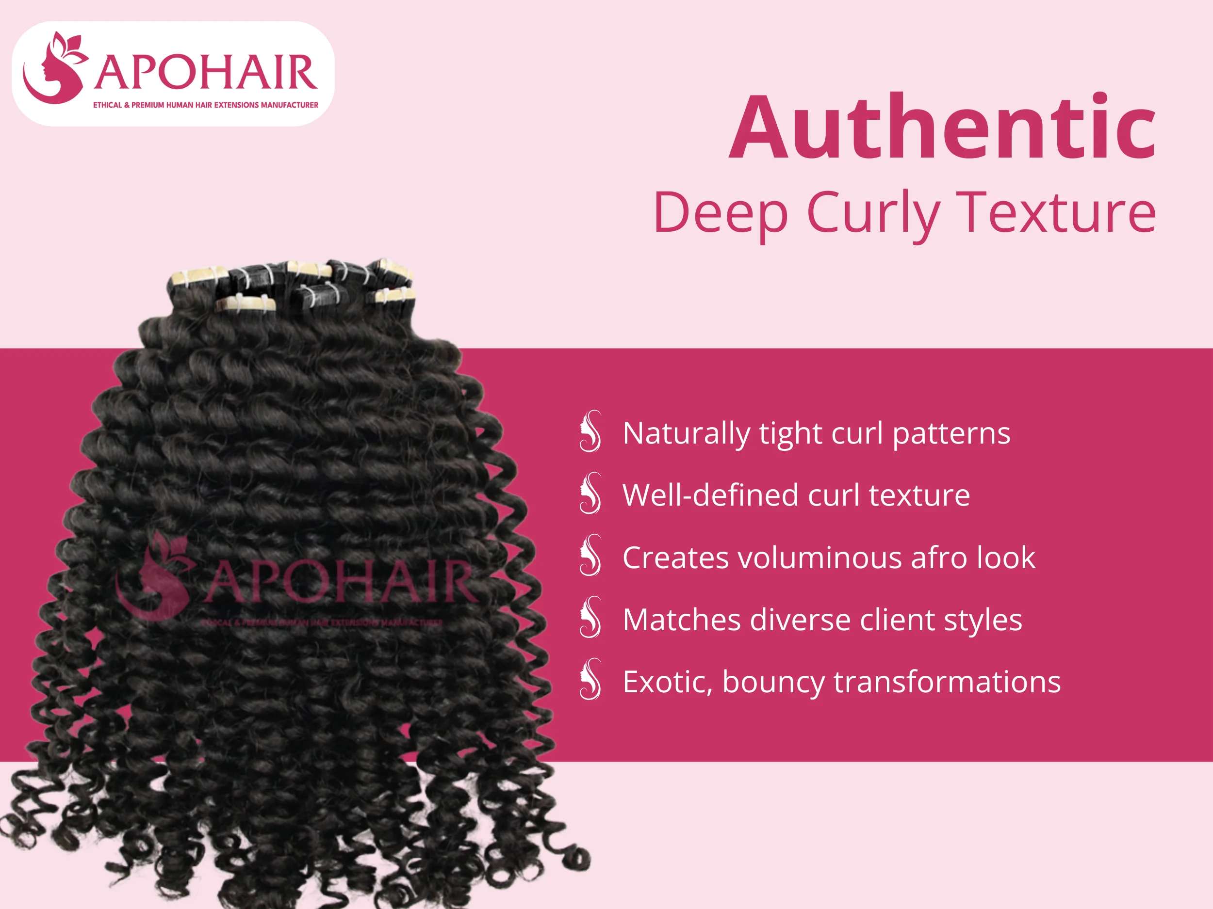 deep curly normal tape-in hair extensions texture
