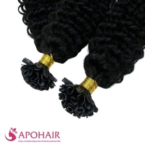 2 packs deep curly u tip hair extensions at apohair
