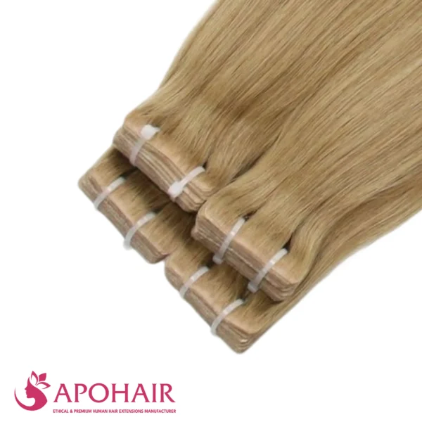 deep wavy invisible tape in close up hair