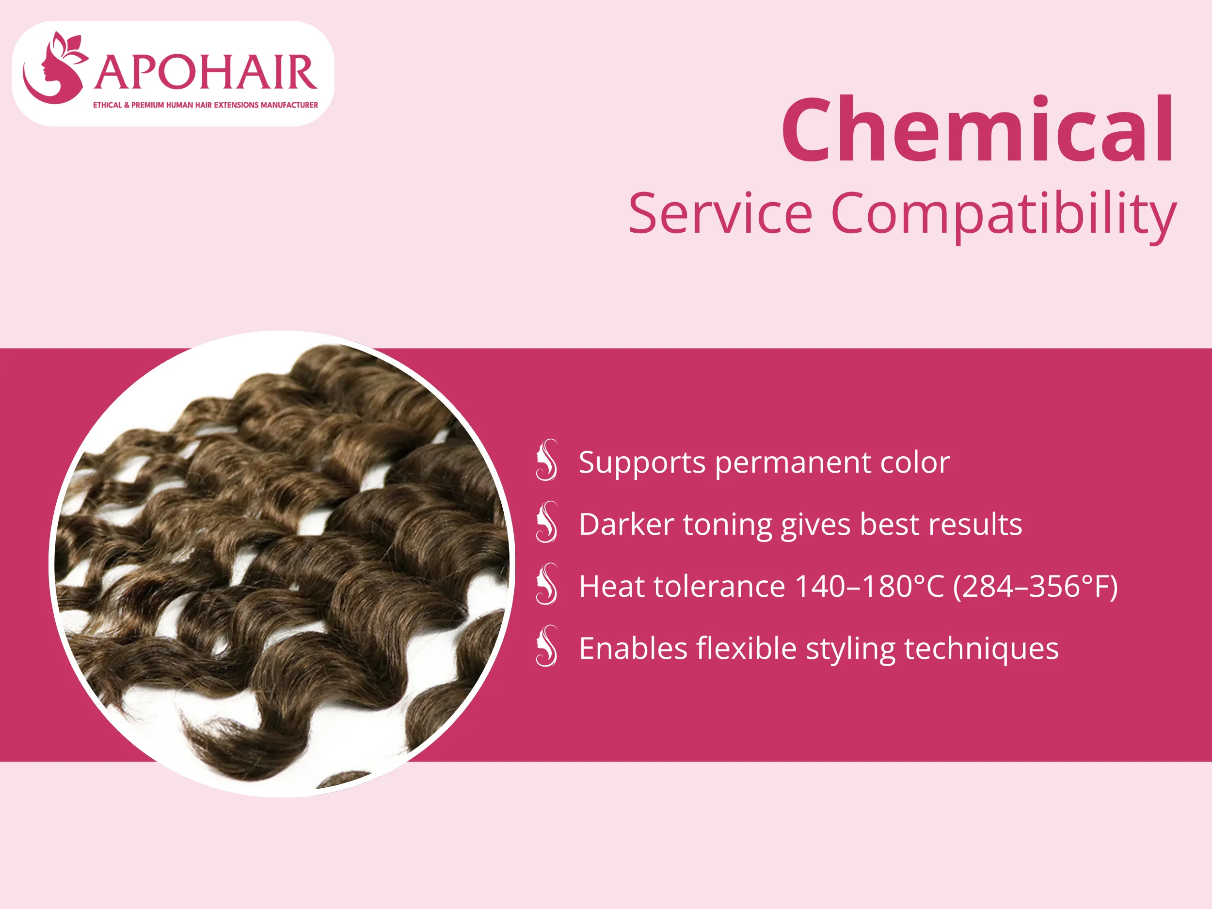 These extensions support coloring, lightening, and perming, with best results from darker toning