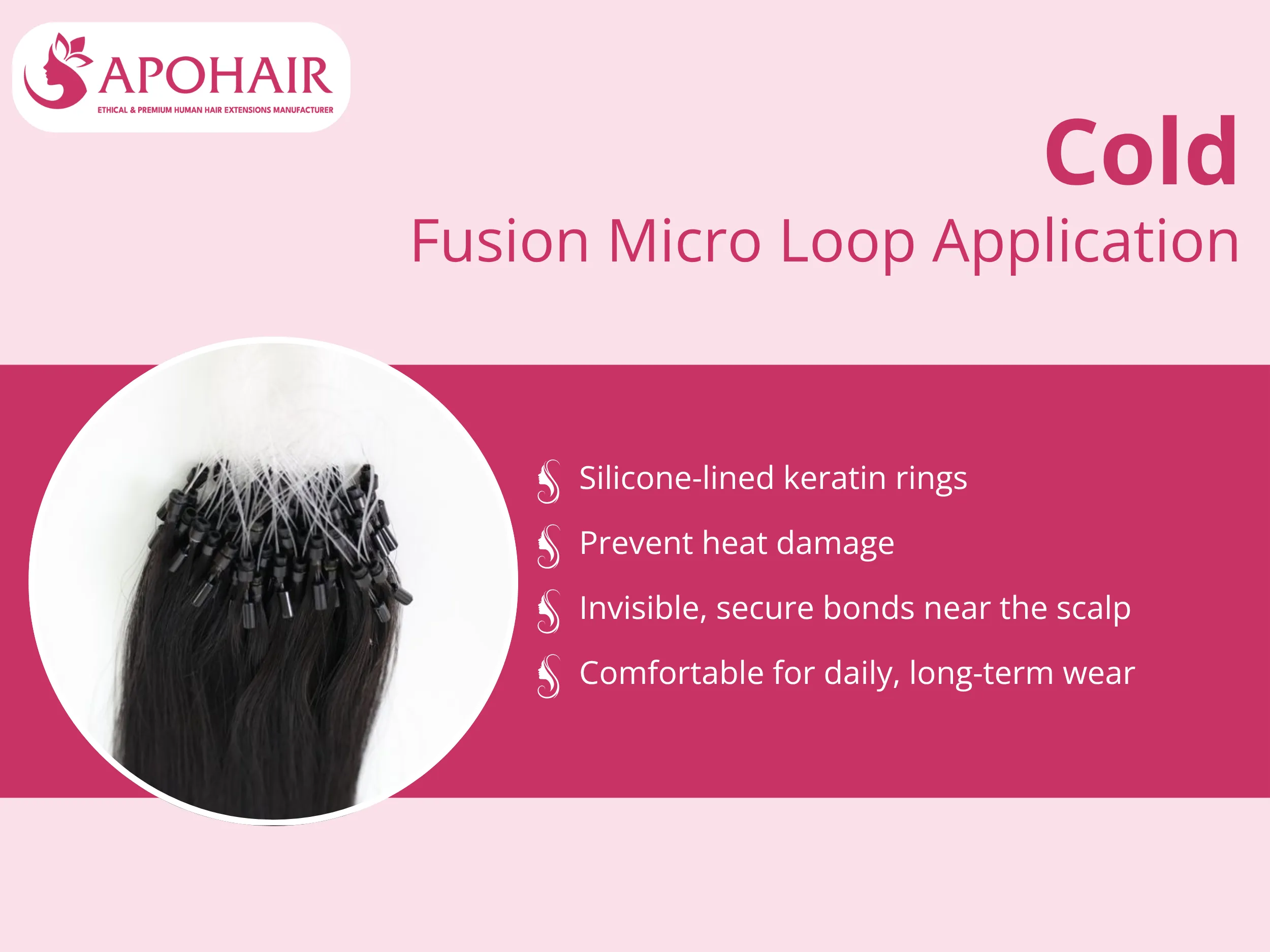 Italian keratin micro rings with silicone lining prevent heat damage during installation