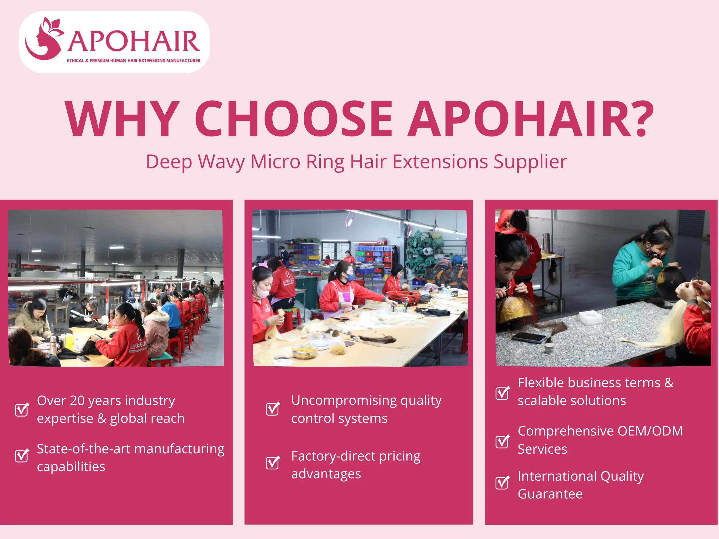 Seven advantages make APOHAIR a partner for superior Deep Wavy Micro Rings and business growth
