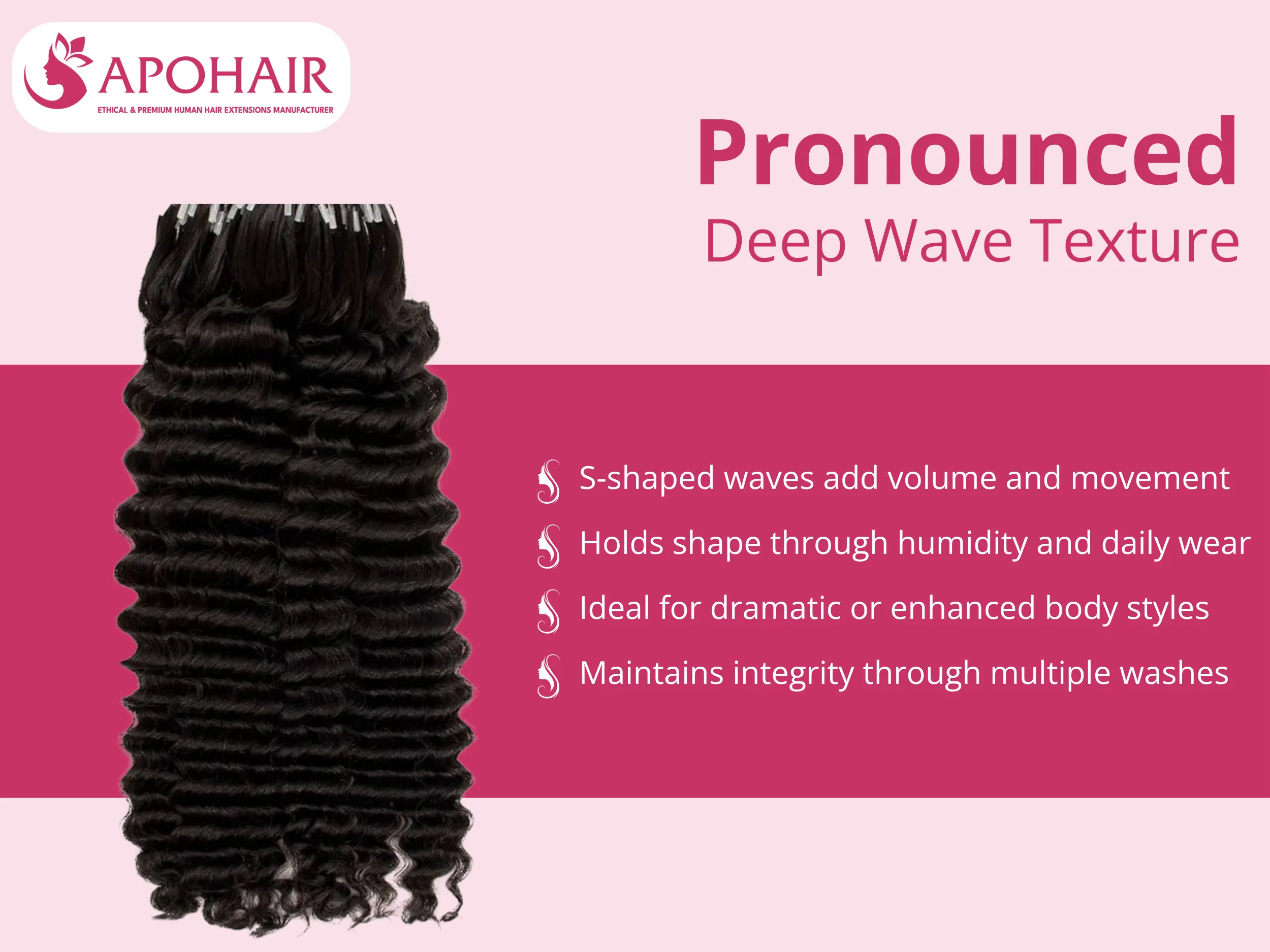 S-shaped waves add volume and movement, giving clients fuller hair than straight or loose waves