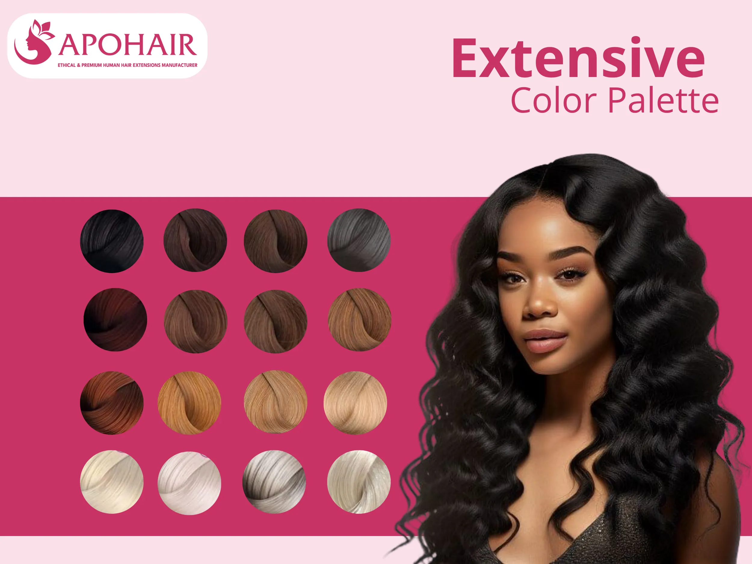 APOHAIR provides Deep Wavy Nano Ring extensions in 40+ standard shades