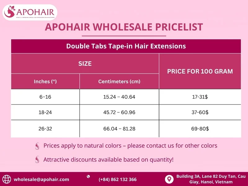double tabs tape-in hair extensions pricing