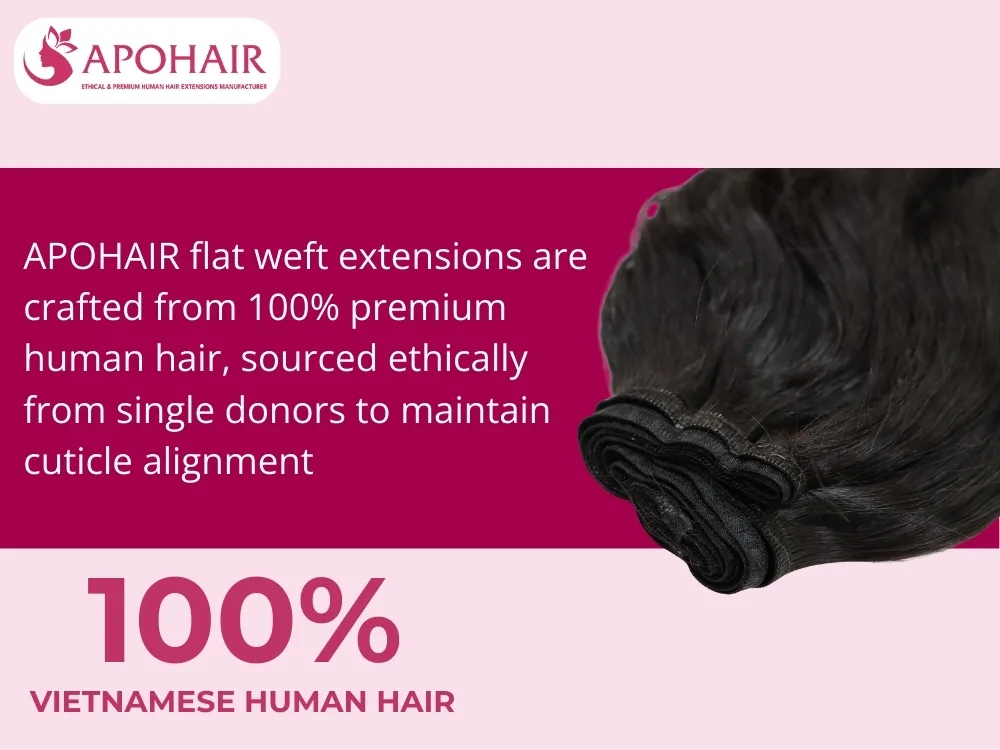 APOHAIR flat weft extensions are high-quality human hair extensions