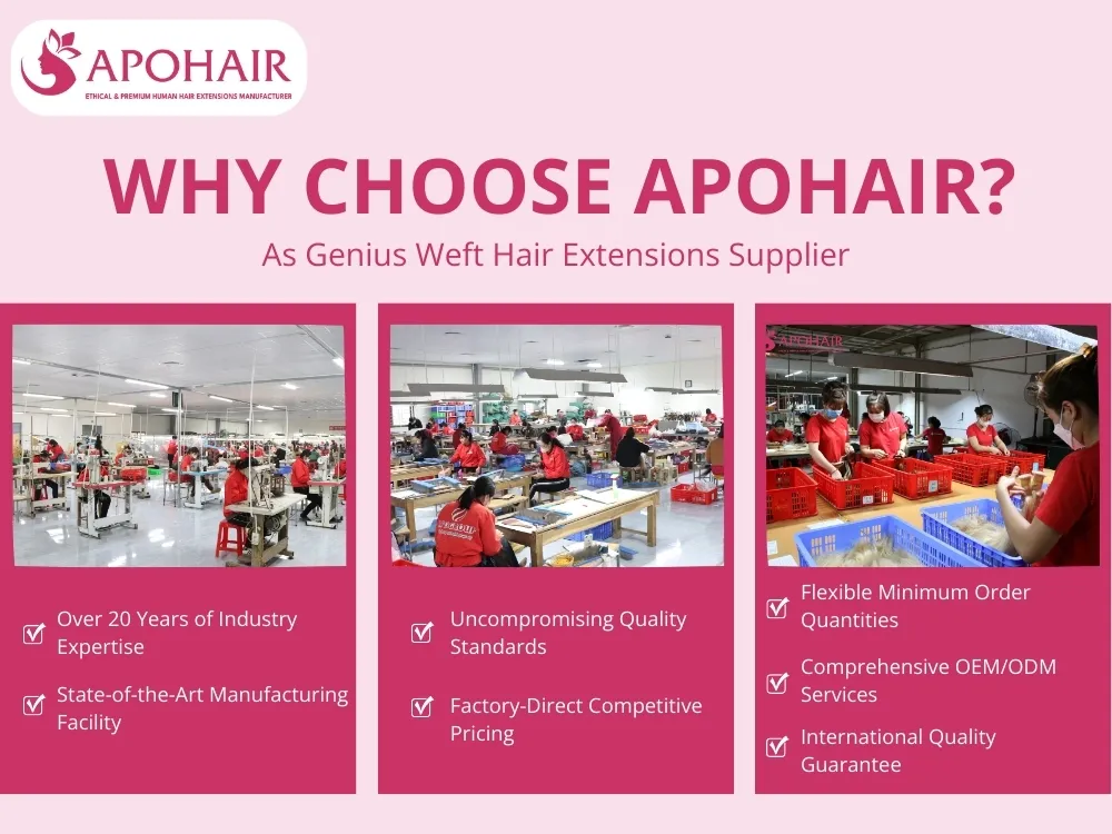 APOHAIR offers premium genius weft hair extensions with comprehensive support for global partners