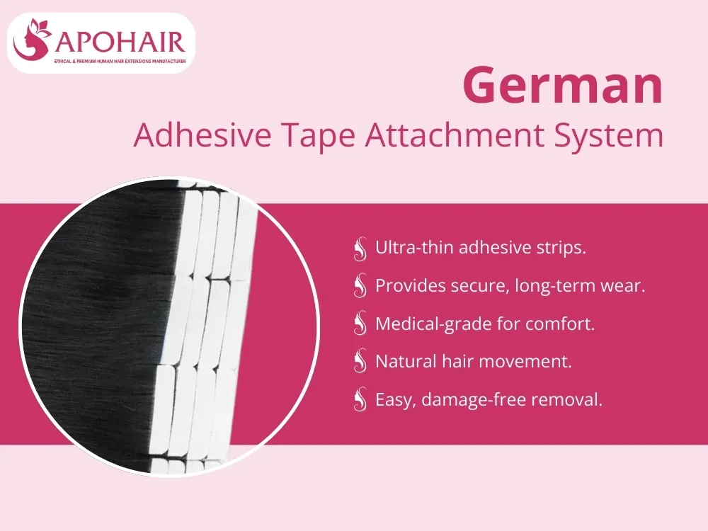German adhesive tape attachment system