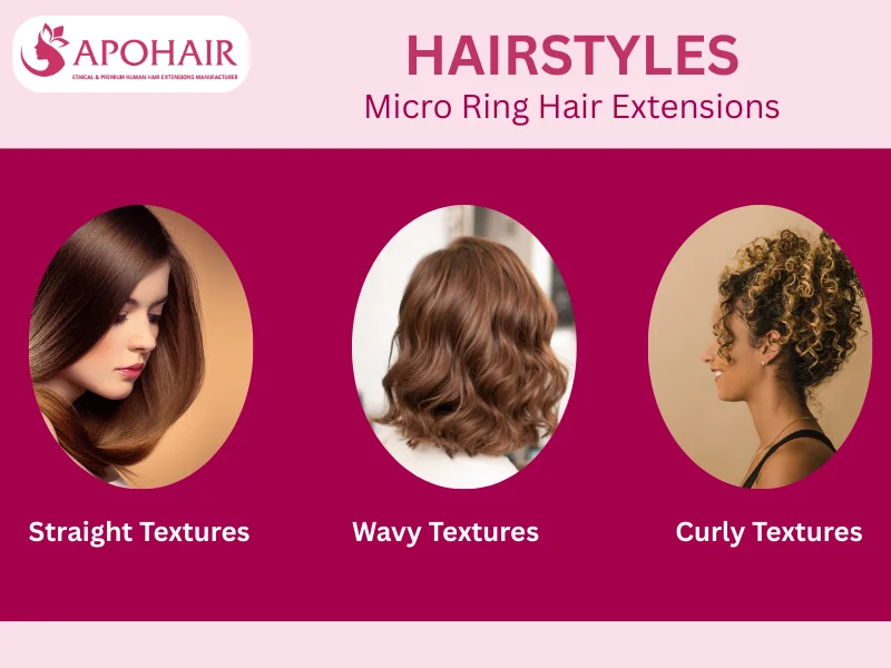 APOHAIR's micro ring extensions offer 12 textures for diverse hair types