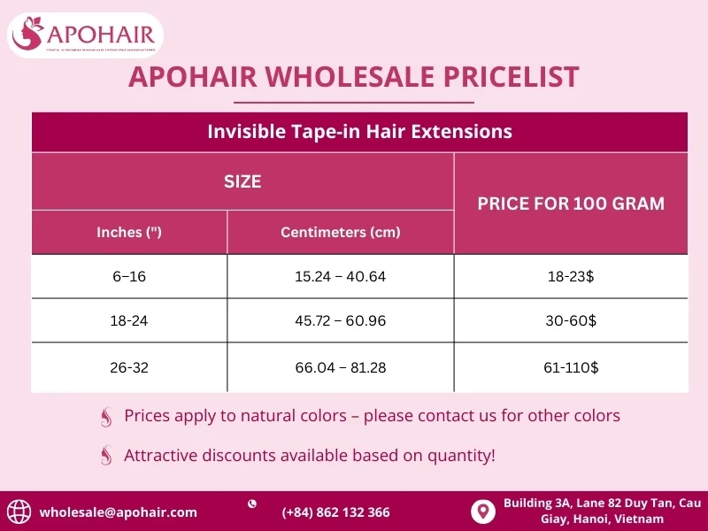 invisible tape-in hair extensions pricing