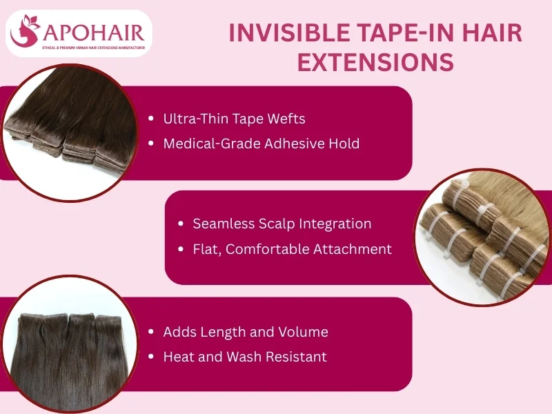 Invisible tape-in hair extensions
