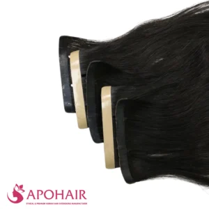 kinky curly long tape in close up hair