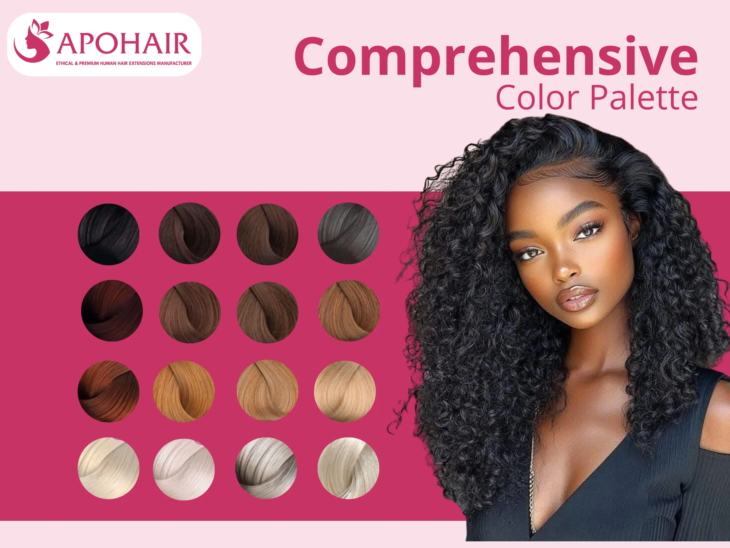 Our 40+ shade palette—from natural blacks (#1–#1B) to white blonde (#60, PLA01)—caters to diverse global clients