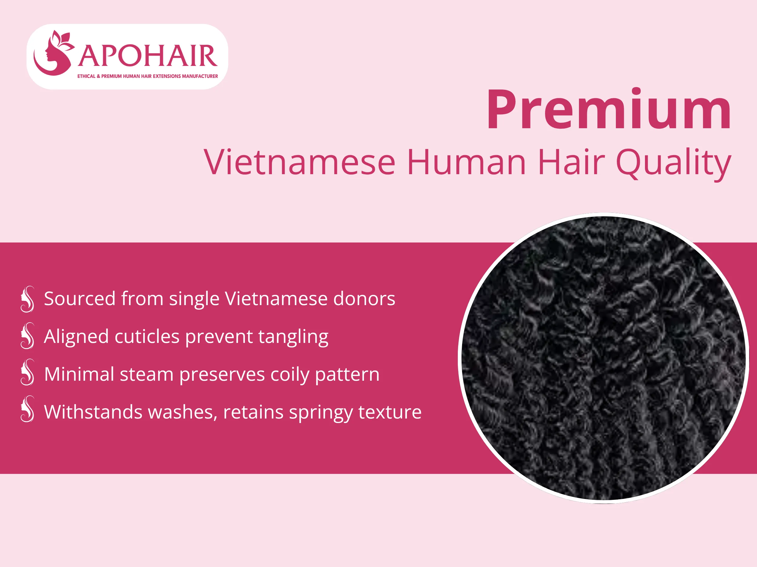 Ethically sourced from single donors, this Remy-grade Vietnamese hair maintains aligned cuticles