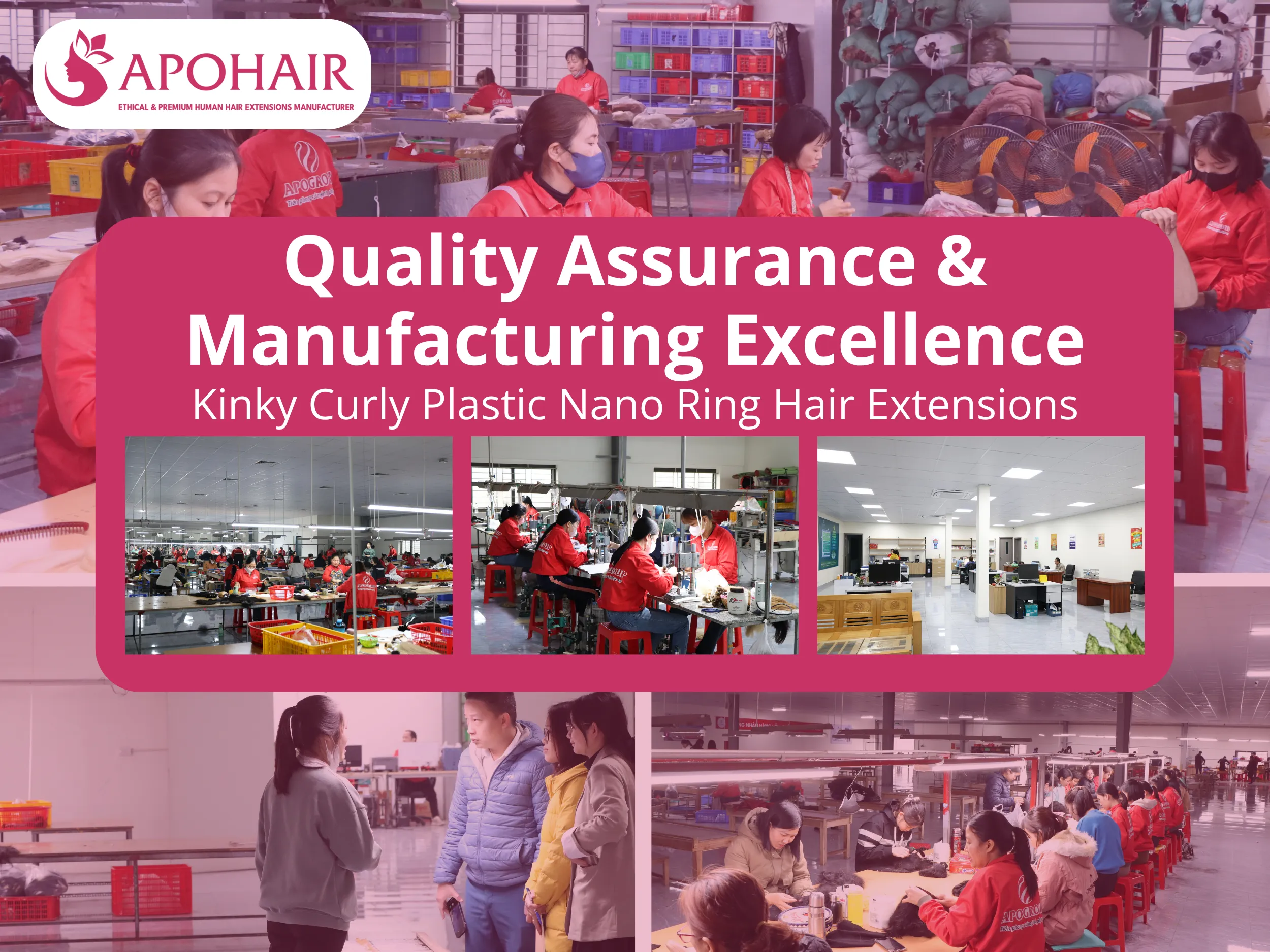 APOHAIR implements rigorous quality protocols, ensuring every Kinky Curly Plastic Nano Ring extension meets international standards