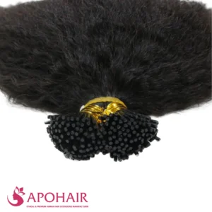 kinky straight i tip close up hair