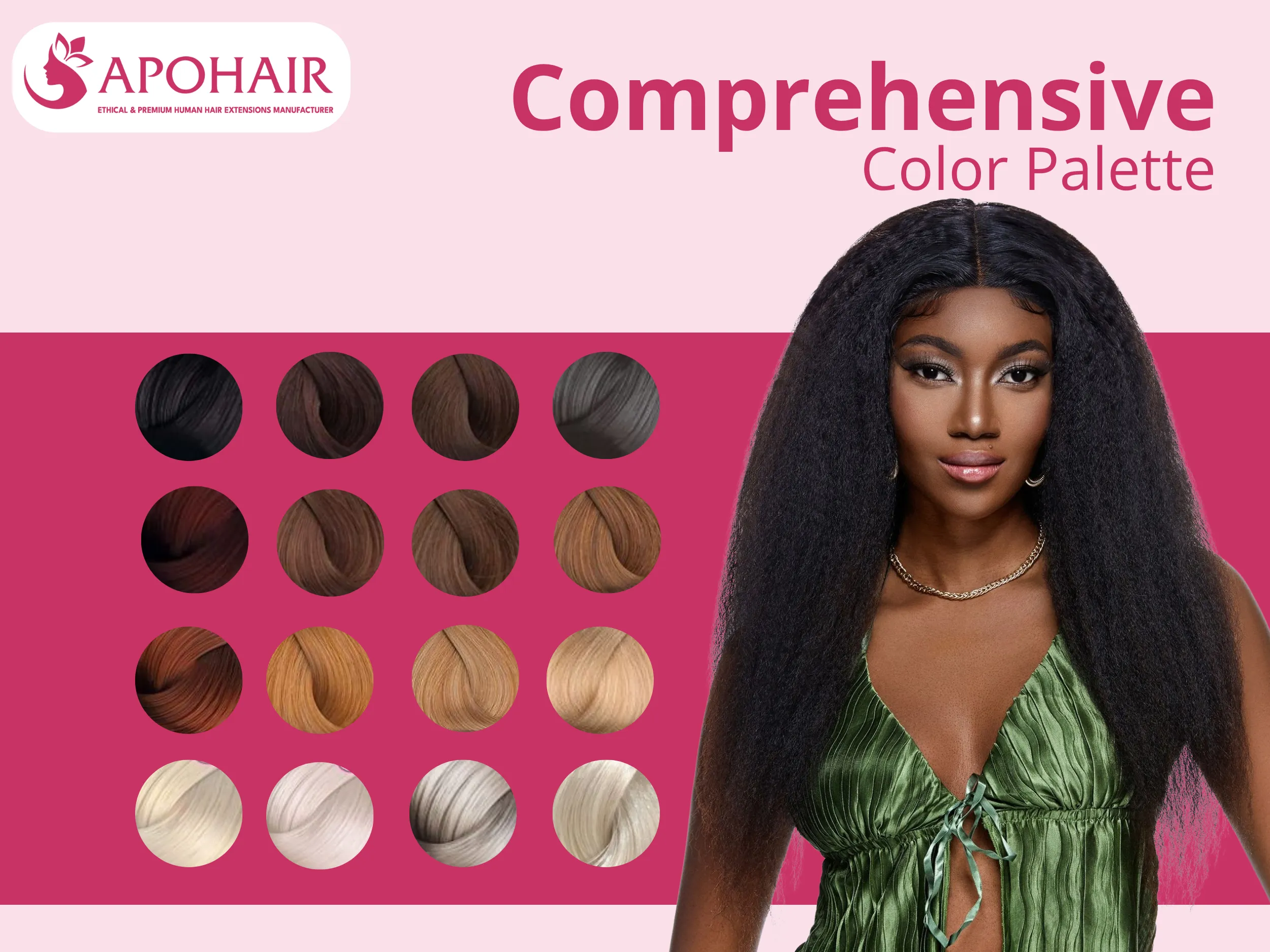 From natural blacks (#1, #1A, #1B) through highlighted blondes (#60C, #613), your salon can match diverse client needs