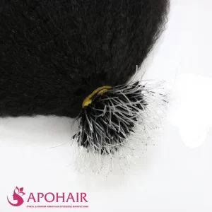 kinky straight plastic nano ring close up hair