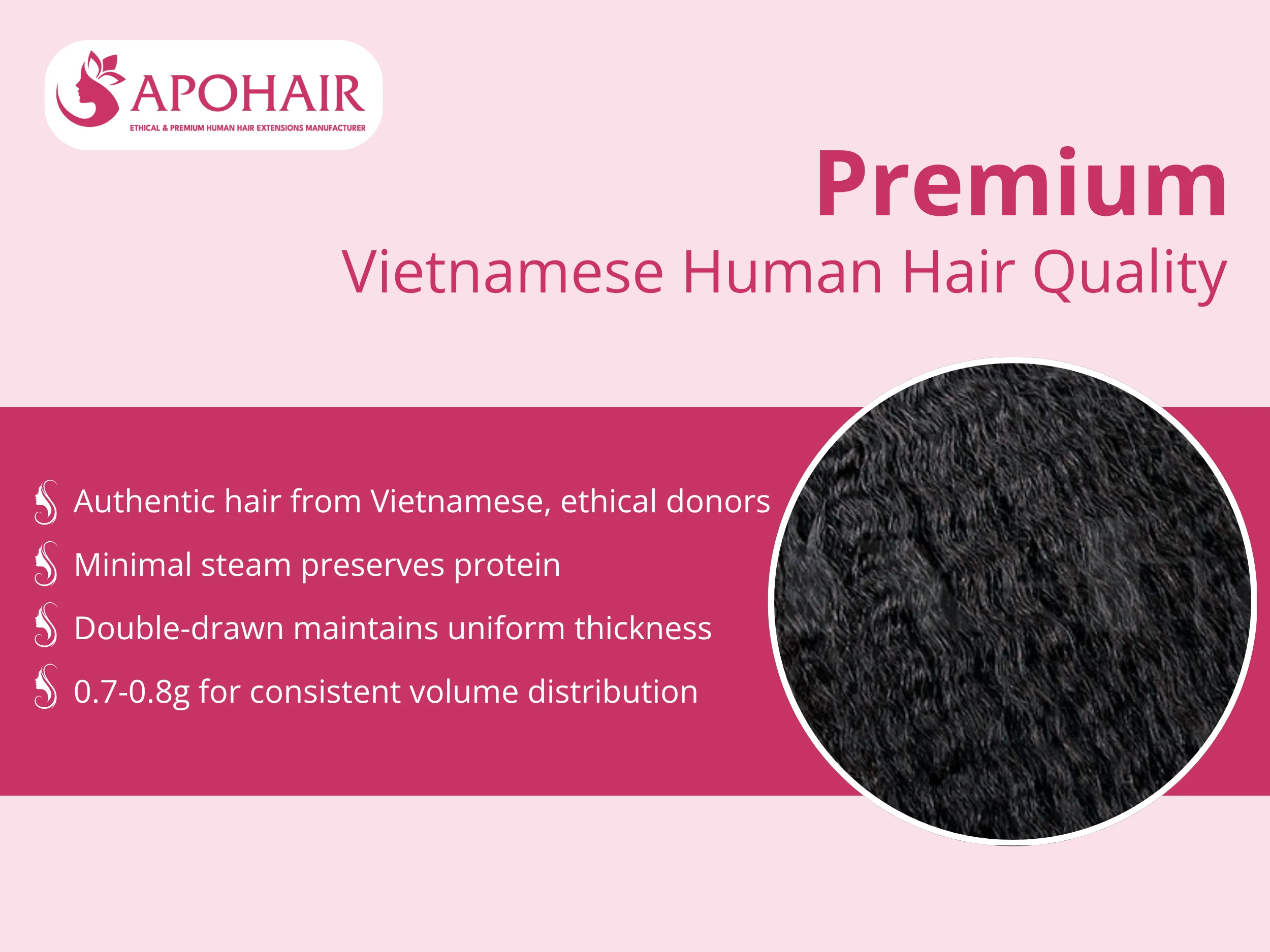 Your customers receive authentic human hair sourced directly from Vietnamese donors
