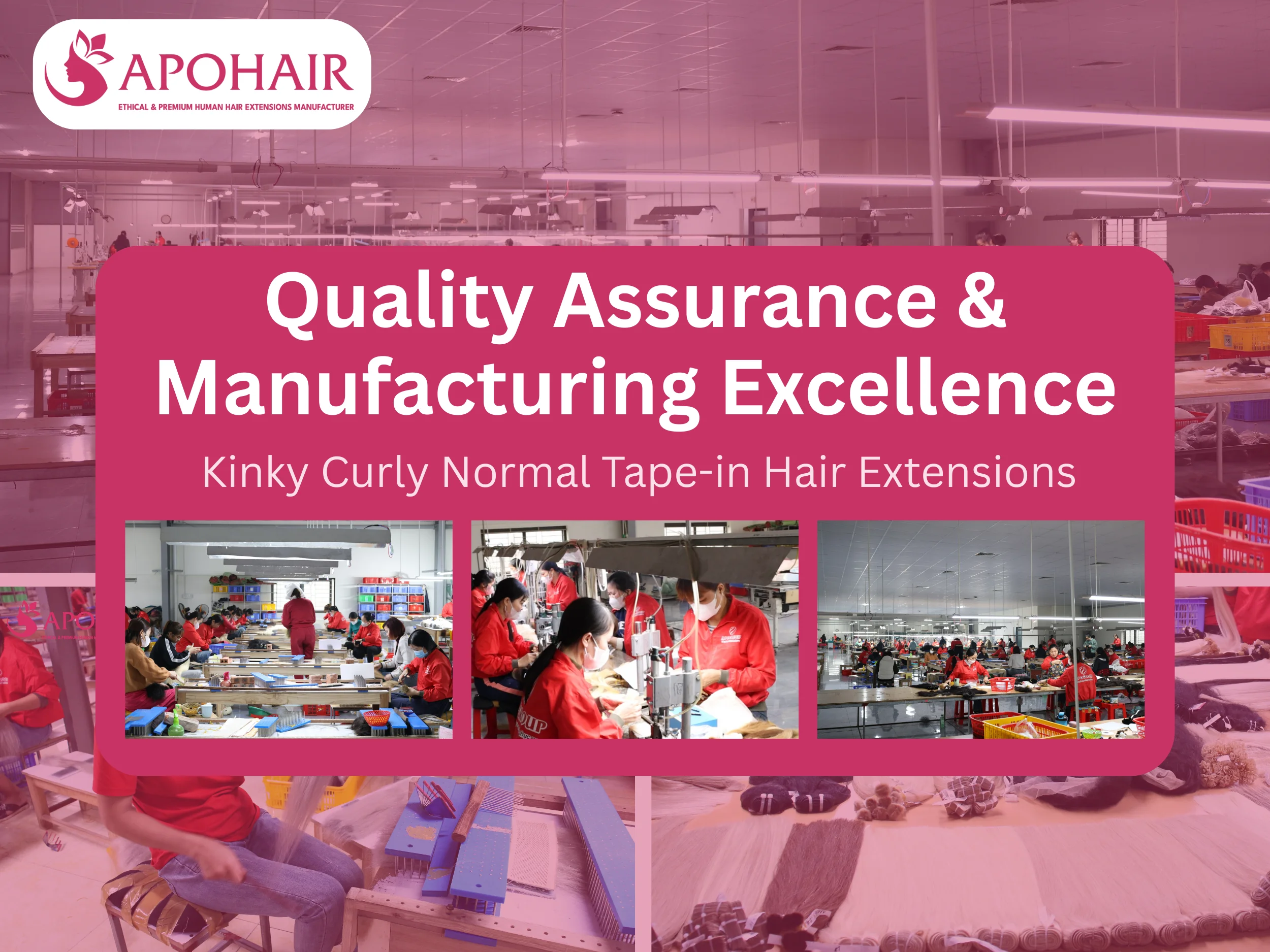 manufacturing excellence for kinky curly normal tape-in hair extensions