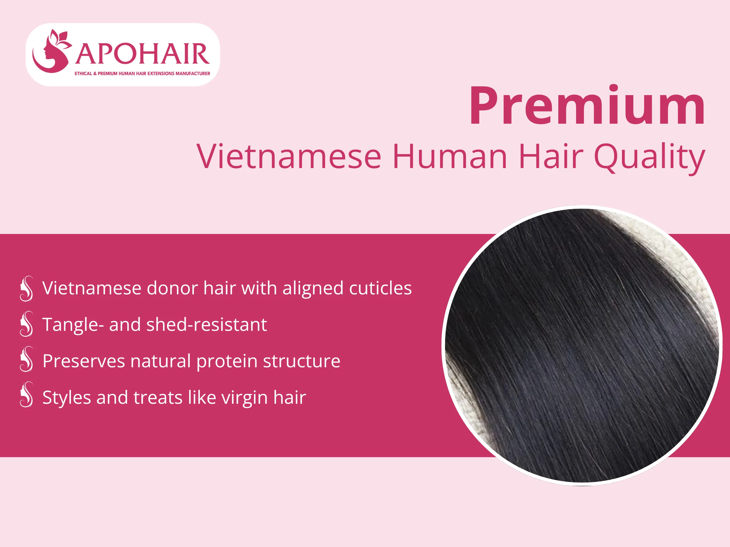 Sourced directly from Vietnamese donors, each strand maintains aligned cuticles