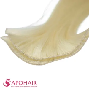 natural straight nano hand tied weft close up hair