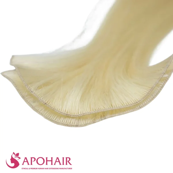 natural straight nano hand tied weft close up hair