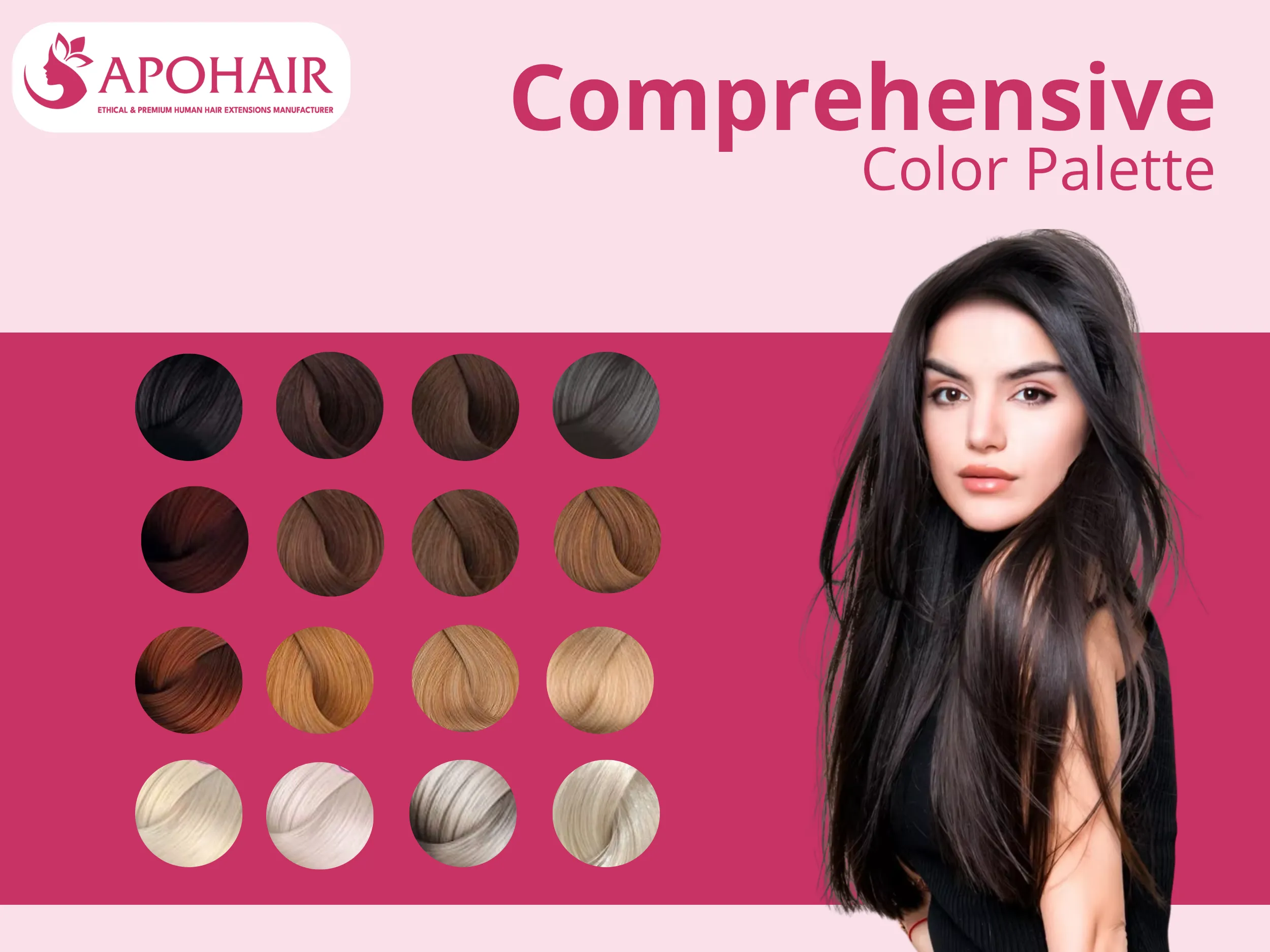 From natural blacks through platinum blondes, the 40+ color options serve diverse client demographics and style