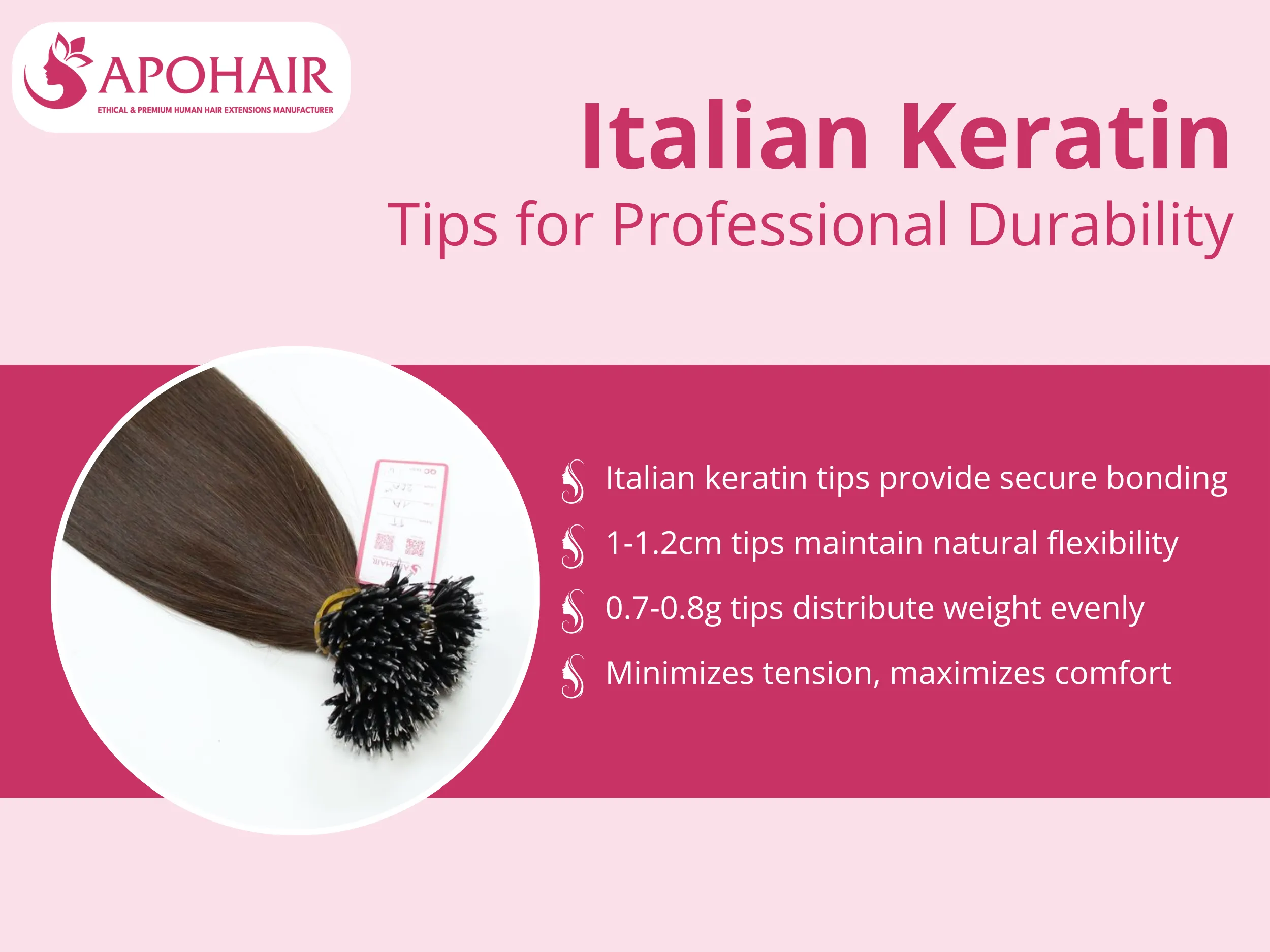 Premium Italian keratin tips measuring 1-1.2cm provide secure bonding within nano rings