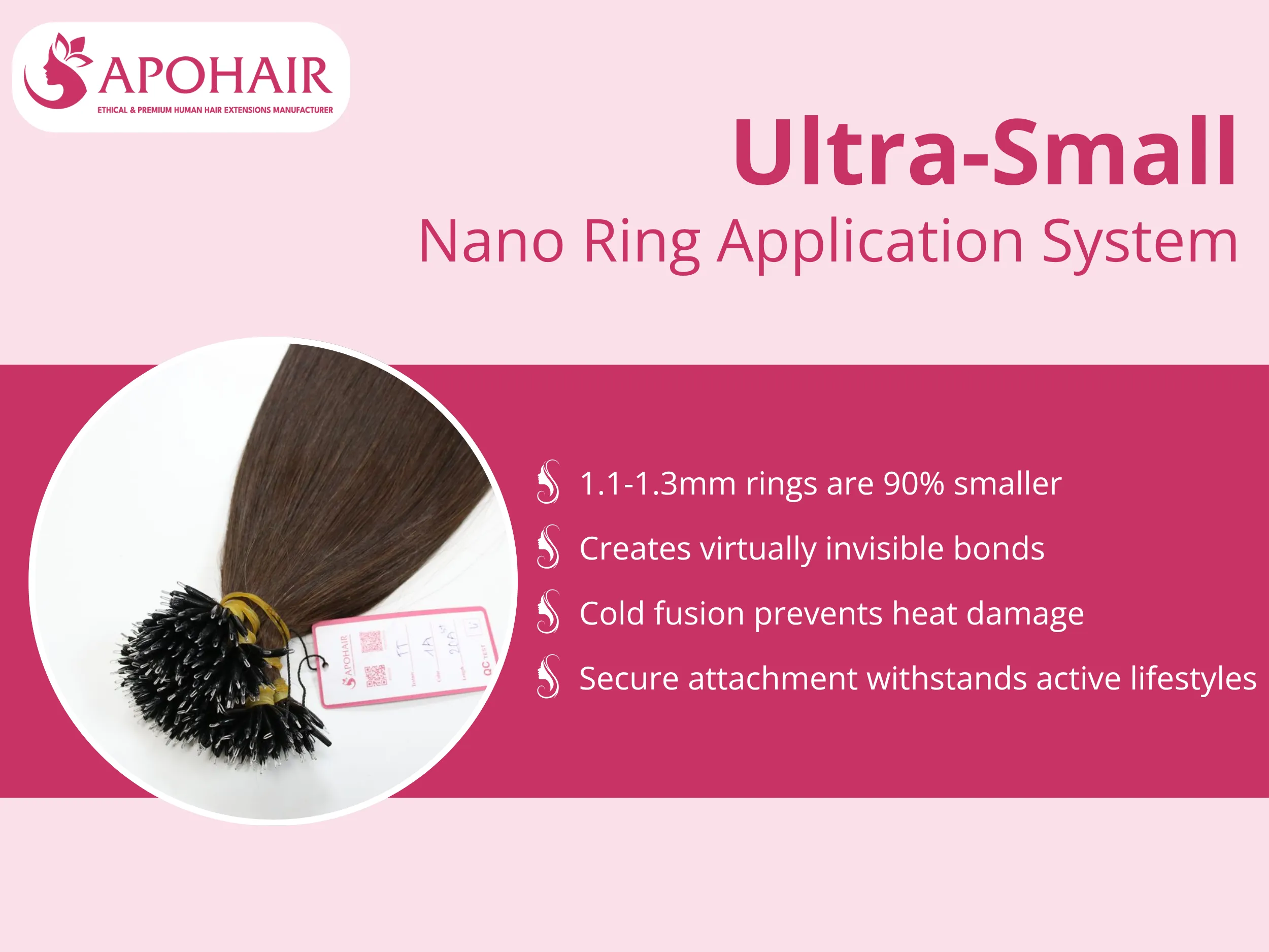 At just 1.1-1.3mm diameter, these rings measure 90% smaller than traditional micro rings