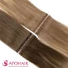 natural wavy double taps tape in close up hair