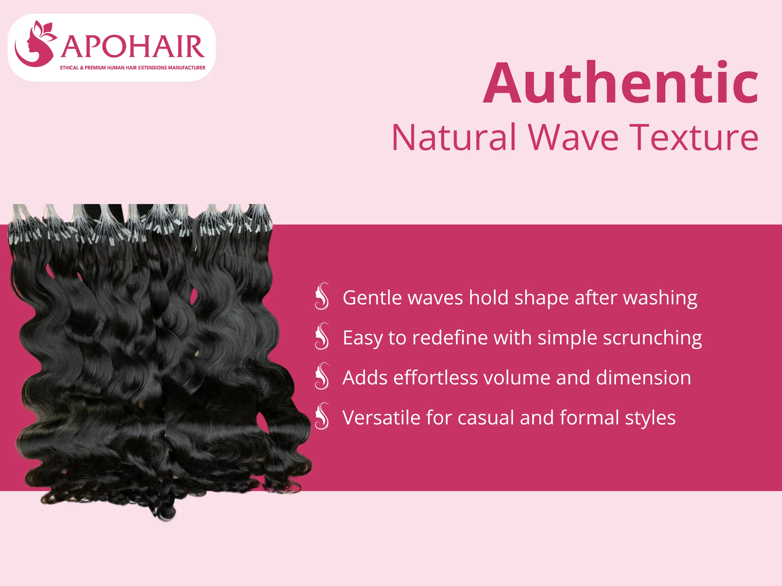 Gentle waves retain shape after washing, needing only light scrunching to restore movement
