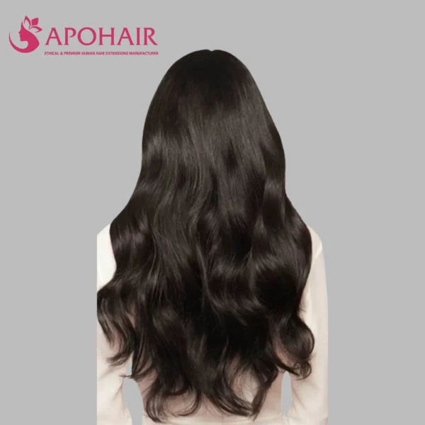 natural wavy v tip hair extension back view