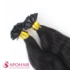 natural wavy v tip hair extension black