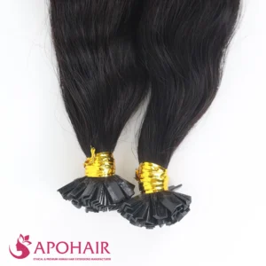 natural wavy v tip hair extension closeup